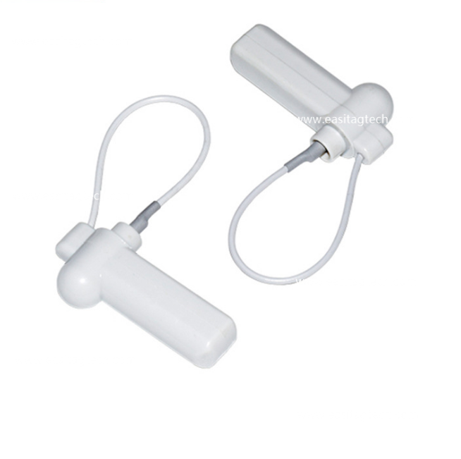 HD022 46mm RF/AM Security Tag with steel wire lanyard for Clothing, White ABS material reusable EAS hard tag for store
